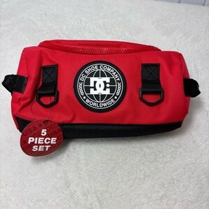 DC Red and Black Toiletry Bag 5pc Travel Bag